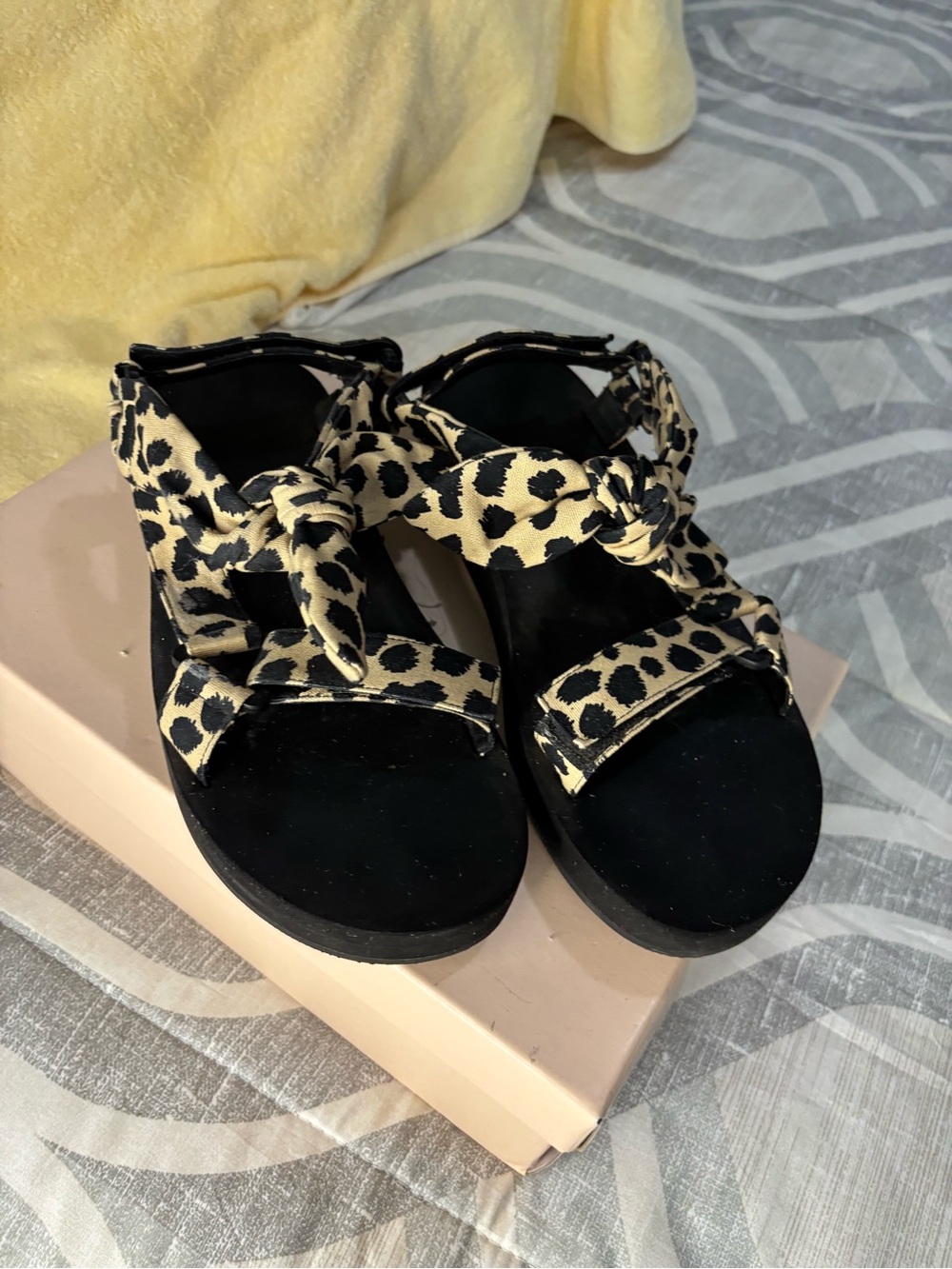Loeffler Randall Maisie Platform Sandals in a leopard print 9.5